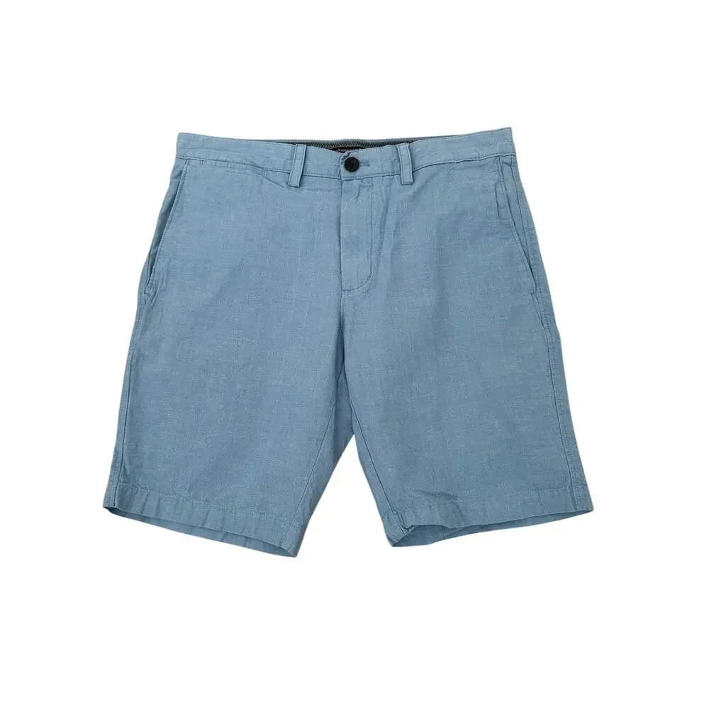Banana Republic Men Aiden Light Blue Chino Classic Flat Front Shorts Size 31